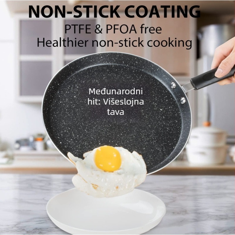 Višeslojni tiganj za prženje, aluminijska legura, non-stick premaz, nordijski stil, model xj14