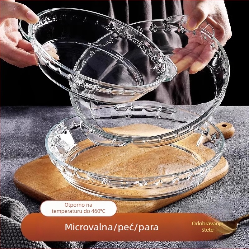 Staklena posuda za pečenje otporna na visoke temperature, za mikrovalnu, prozirna posuda za posluživanje u kućanstvu