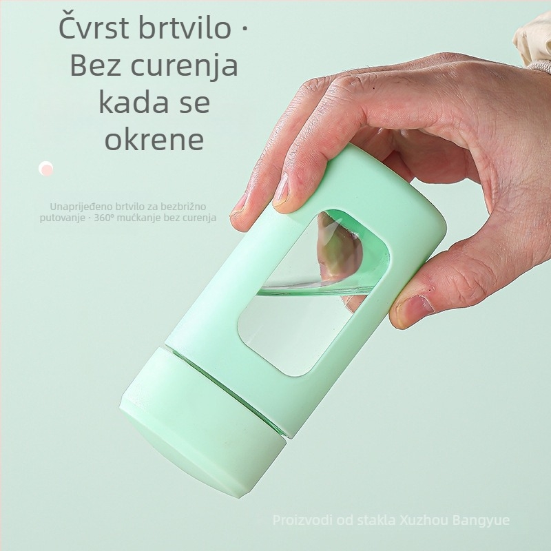 Kućna staklena čaša za vodu, cilindričnog oblika s integriranim filtrom, otporna na visoke temperature, brtvljenje i nepropušta tekućinu, moderan minimalistički dizajn