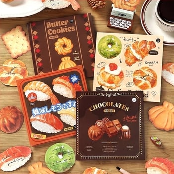 Set Post-it bilježaka - tema kruha u japanskom kawaii stilu za dnevnik - 120 unutarnjih stranica - Mr. Paper - osnovno pakiranje