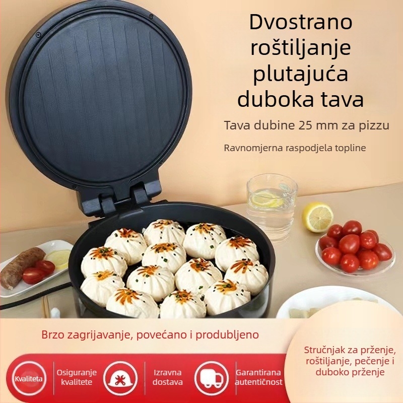 Kućni električni griddler za palačinke s dvostrukim grijanjem, dubok dizajn za roštiljanje palačinki i jaja, neprijanjajuća površina