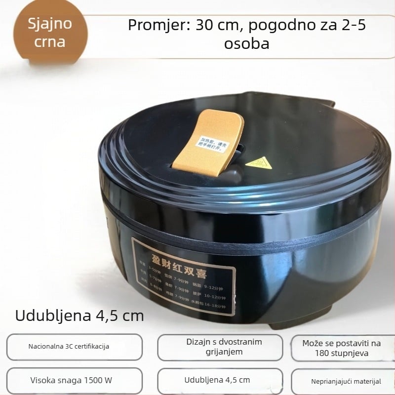 Kućni električni griddler za palačinke s dvostrukim grijanjem, dubok dizajn za roštiljanje palačinki i jaja, neprijanjajuća površina
