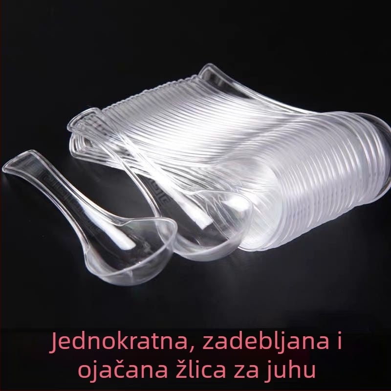 Jednokratni servis za stolovanje — četverodjelni set: zdjele, tanjuri, šalice i žlice; materijal: plast pogodan za hranu; nije biološki razgradiv