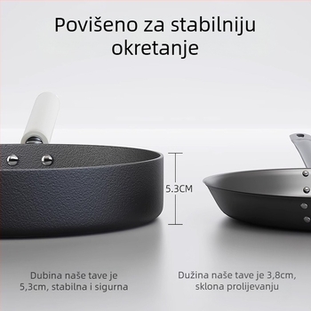 Nepremazani tiganj od lijevanog željeza s staklenim poklopcem, pogodan za sve štednjake, model AJCTA