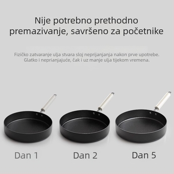 Nepremazani tiganj od lijevanog željeza s staklenim poklopcem, pogodan za sve štednjake, model AJCTA