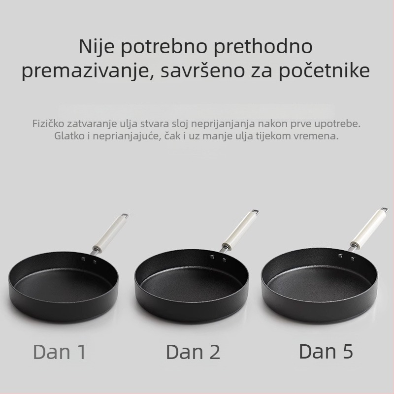 Nepremazani tiganj od lijevanog željeza s staklenim poklopcem, pogodan za sve štednjake, model AJCTA
