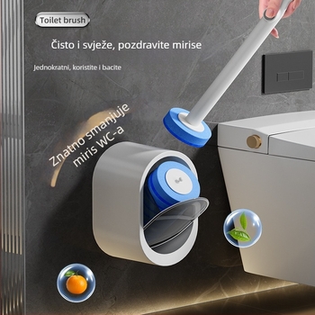 Jednokratna zidna četka za WC, bez bušenja, model 2025, težina 355 g, materijal: spužva