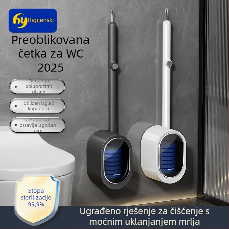 Jednokratna zidna četka za WC, bez bušenja, model 2025, težina 355 g, materijal: spužva