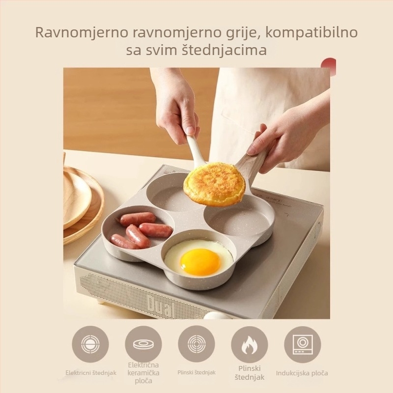 Tiganj za prženje s medicinskim kamenom, neprijanjajući premaz, kompatibilan s indukcijom, težina 0,5 kg, dno s više slojeva