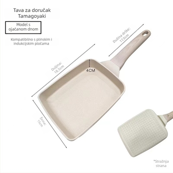 Kvadratna tava s neprijanjajućim slojem od aluminijske legure — 0,45 kg, kompatibilna s plinskim i indukcijskim pločama, za prženje i pečenje