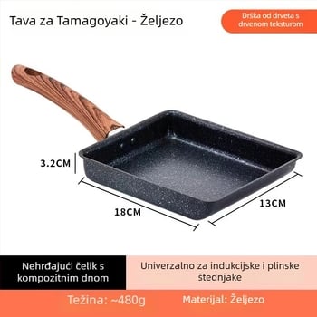 Kvadratna tava s neprijanjajućim slojem od aluminijske legure — 0,45 kg, kompatibilna s plinskim i indukcijskim pločama, za prženje i pečenje