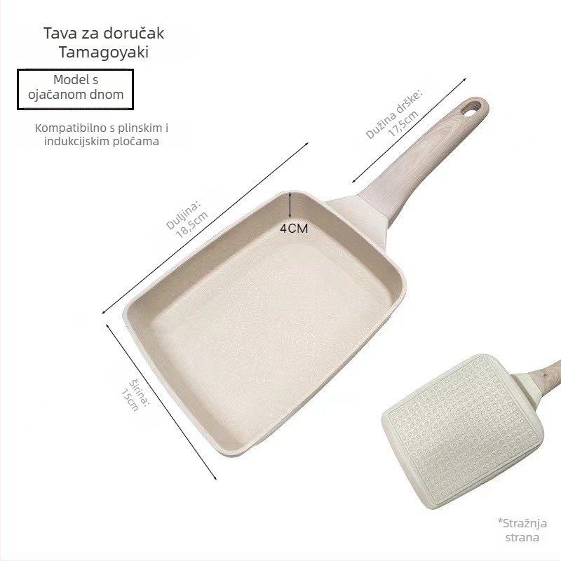 Kvadratna tava s neprijanjajućim slojem od aluminijske legure — 0,45 kg, kompatibilna s plinskim i indukcijskim pločama, za prženje i pečenje