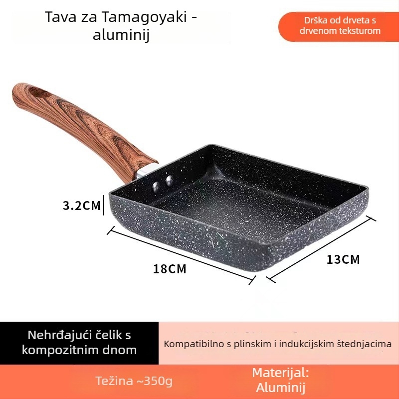 Kvadratna tava s neprijanjajućim slojem od aluminijske legure — 0,45 kg, kompatibilna s plinskim i indukcijskim pločama, za prženje i pečenje