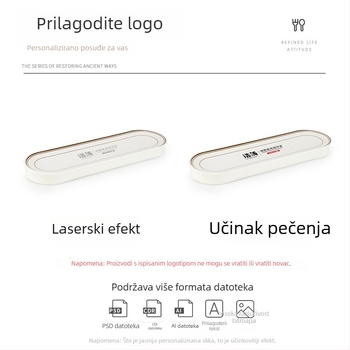 Ploški tanjur, pravokutnog oblika, melamin, podglažni završetak, nordijski stil