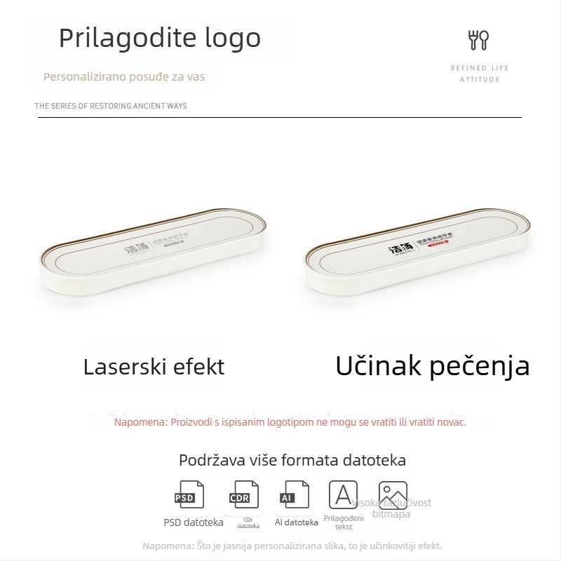 Ploški tanjur, pravokutnog oblika, melamin, podglažni završetak, nordijski stil