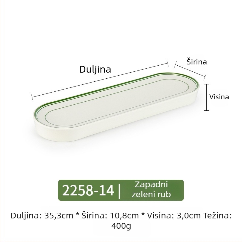 Ploški tanjur, pravokutnog oblika, melamin, podglažni završetak, nordijski stil