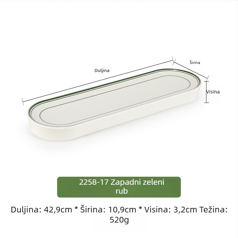 Ploški tanjur, pravokutnog oblika, melamin, podglažni završetak, nordijski stil