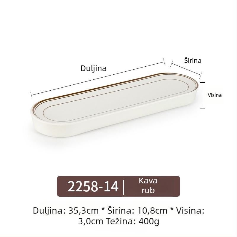 Ploški tanjur, pravokutnog oblika, melamin, podglažni završetak, nordijski stil