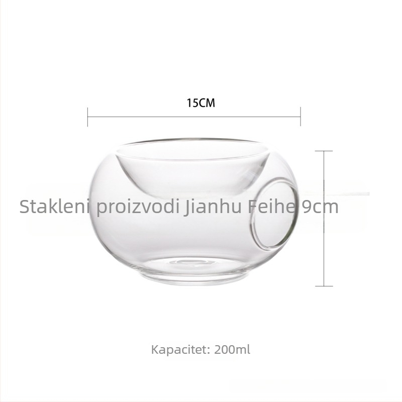 Nepravilnog oblika zdjela za salatu od visokoborosilikatnog stakla, proziran uzorak, kapacitet 200/300/600 ml