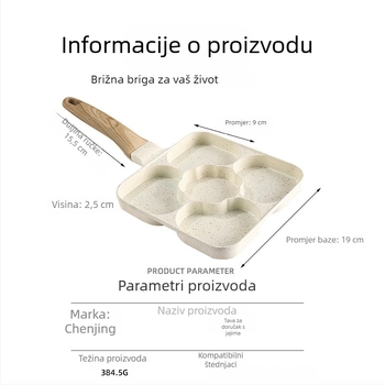 Tiganj s pet rupa za jaja, 3-u-1 tiganj za doručak s Maifan kamenjem, neprijanjajuća, tiganj za palačinke kod kuće