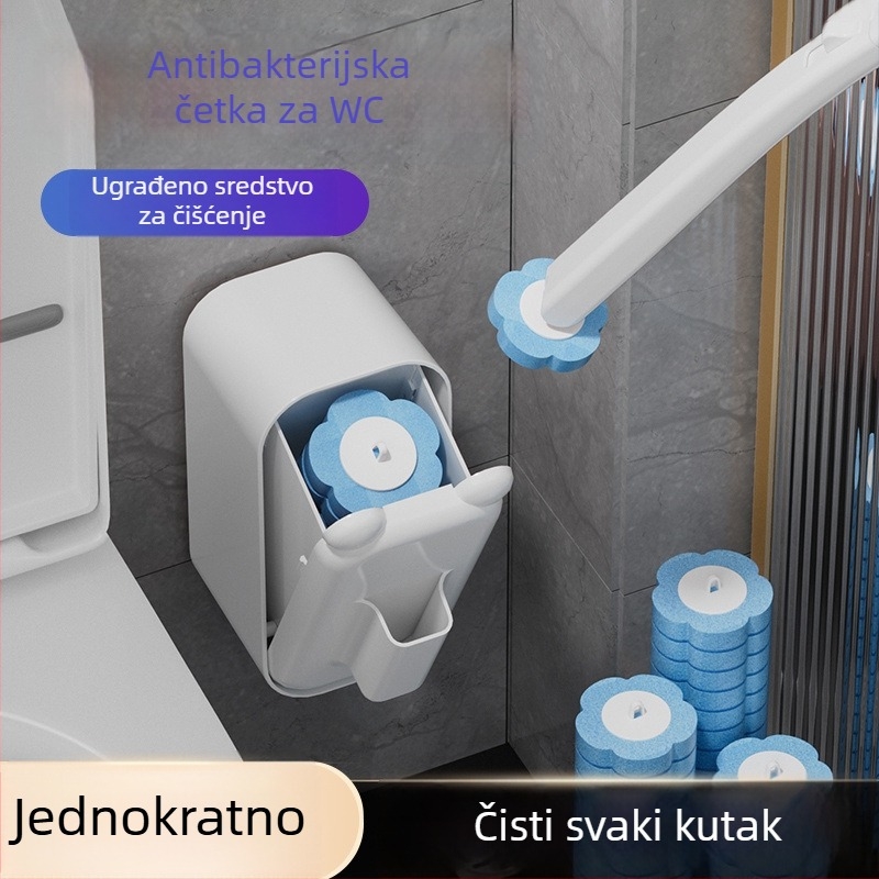 Zidno montirana jednokratna četka za wc s tekućinom za čišćenje i zamjenjivom glavom