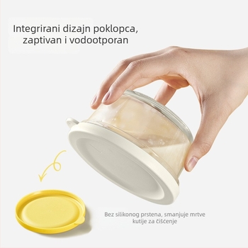 Staklena zdjela za obrok s poklopcem i držkom, mikrovalna kompatibilna, otporna na visoke temperature, kapacitet 301-500 ml