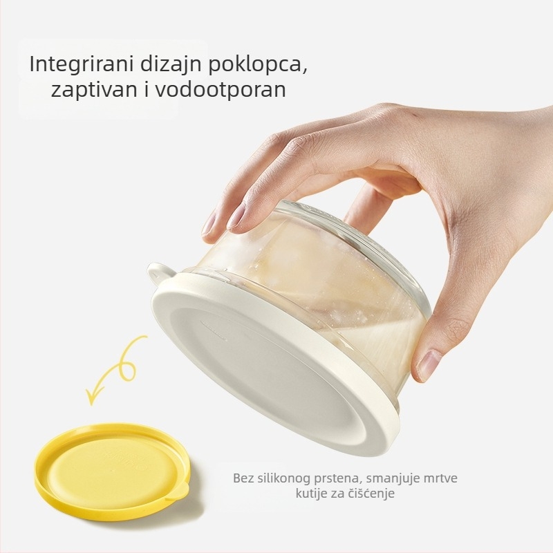 Staklena zdjela za obrok s poklopcem i držkom, mikrovalna kompatibilna, otporna na visoke temperature, kapacitet 301-500 ml
