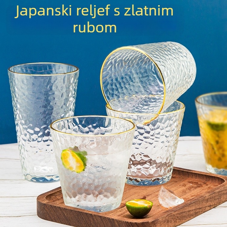 Staklena čaša s teksturom čekića, šestodijelni set čaša, staklo natrij-kalcij, papirnato kutija