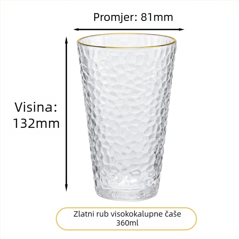 Staklena čaša s teksturom čekića, šestodijelni set čaša, staklo natrij-kalcij, papirnato kutija