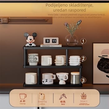 Stolni držač za čaše i skladište - (2-slojni, umjetna ploča, montaža, skladište šminke i osobne njege)
