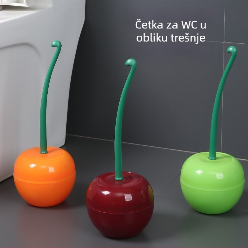 Set četkice za zahod s dizajnom trešnje – 2025 visokokvalitetni kućni alat za čišćenje, bez mrtvih kutova; Materijal: plastika; Težina: 192 g; Podrijetlo: Yiwu; Pakiranje: Opp vrećica