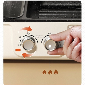 All-in-One električni grill i lonac za hot pot – 1200–1500W, kapacitet 3–4 L, plastično kućište, prženje, kuhanje, dinstanje.