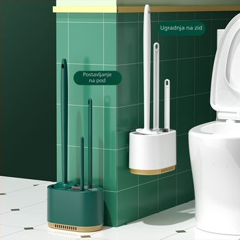 Zidni 3-u-1 set četkica za WC s odvодnom četkom i bazom | Plastika | 365 g