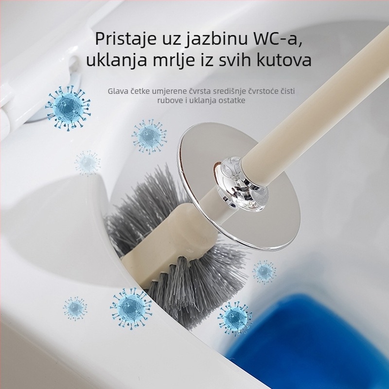 Četka za čišćenje WC-a s bazom, dugačak držač, zidni nosač, mekane četine, plastična konstrukcija (težina 350 g)