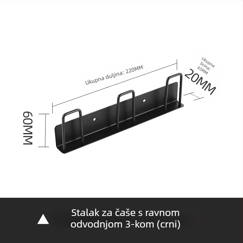 Stalak za čaše na zidu, bez bušenja, odvodi držač za čaše od karbonskog čelika (210 g)