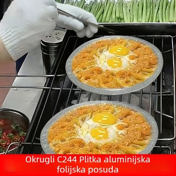 Jednokratna okrugla posuda od aluminijske folije, debljine 0,2 mm, kružnog oblika, kapacitet 925–700, pogodna za pećnicu, air fryer i parno kuhanje