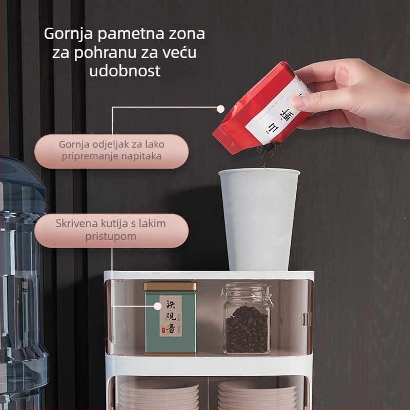 Jednokratni držač čaša s kutijom za pohranu, zidni, plastični, bez bušenja, 280 g, moderan dizajn