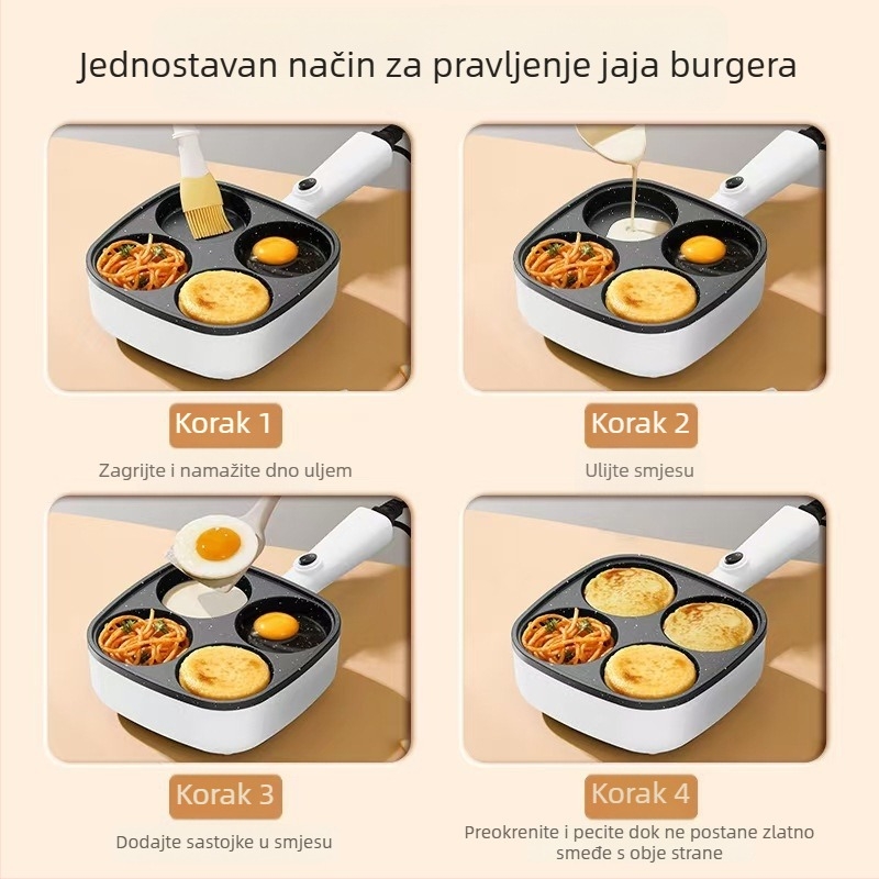 Električna tava s četiri otvora LV-010, 710W, 220V, 50Hz, funkcije: grijanje, roštilj, omlet