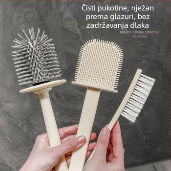 Zidna četka za WC s bazom, dugačkim držalom, 3-u-1 set, plastična