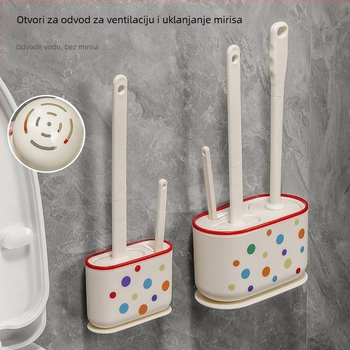 Zidna četka za WC s bazom, dugačkim držalom, 3-u-1 set, plastična