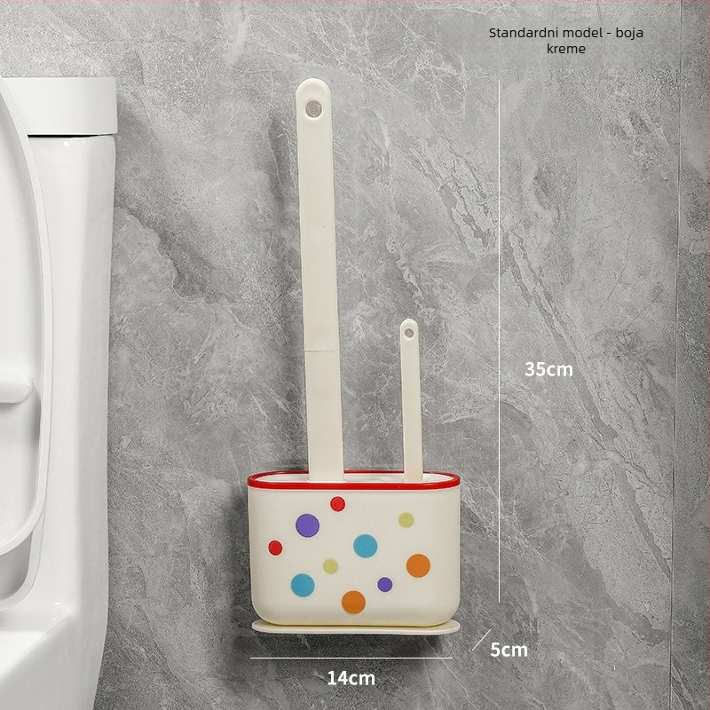 Zidna četka za WC s bazom, dugačkim držalom, 3-u-1 set, plastična