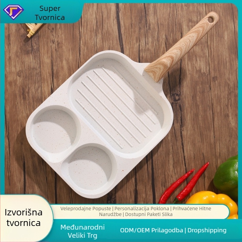 Tiganj za jaja s dvije rupe od Maifan kamena, neprijanjajući premaz, aluminijska legura, kompatibilan s indukcijom i plinskim štednjakom