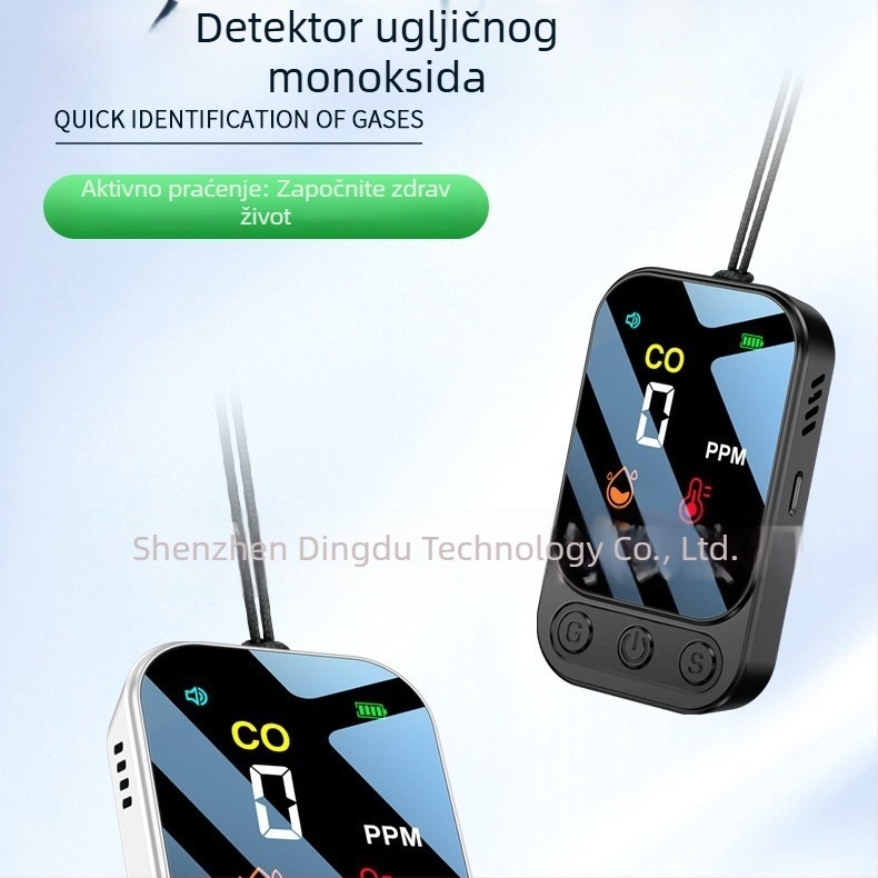 Prijenosni detektor ugljičnog monoksida, raspon 0–999 ppm, točnost ±5 ppm, ugrađena litijska baterija, model HD09.