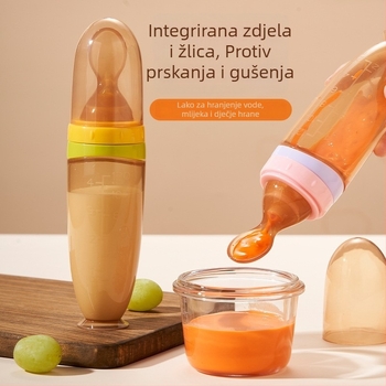 Dojenčanska silikonska žličica za tlačno hranjenje rižine kaše – mekana glava žlice, silikon za hranu, pogodna za bebe starije od 3 mjeseca
