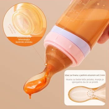 Dojenčanska silikonska žličica za tlačno hranjenje rižine kaše – mekana glava žlice, silikon za hranu, pogodna za bebe starije od 3 mjeseca