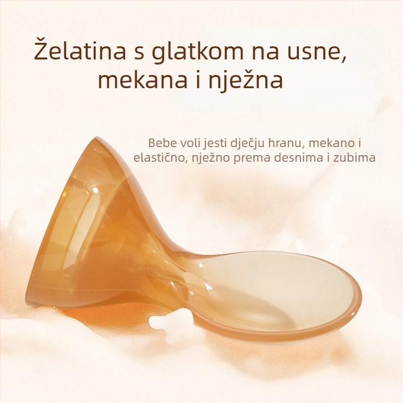 Dojenčanska silikonska žličica za tlačno hranjenje rižine kaše – mekana glava žlice, silikon za hranu, pogodna za bebe starije od 3 mjeseca