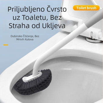 Zidni set četke za WC s dugom drškom, bez mrtvih kutova, montaža bez bušenja, plastični materijal