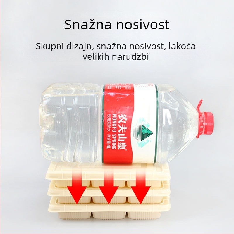 Jednokratna kutija za knedle za dostavu, baza od kukuruznog škroba, prilagodljiva, moguć tiskanje logotipa, biološki razgradiva