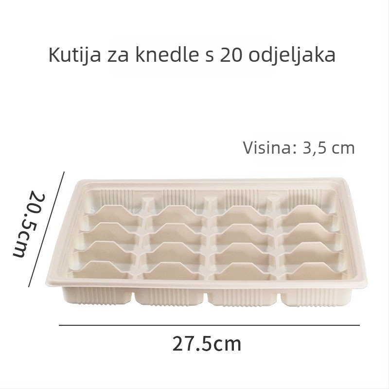 Jednokratna kutija za knedle za dostavu, baza od kukuruznog škroba, prilagodljiva, moguć tiskanje logotipa, biološki razgradiva