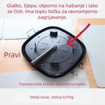 Korejska kvadratna ploča za roštilj od Maifan kamena – bezdimna, antiadhesivna površina, kompatibilna s otvorenim plamenom, sklopiva